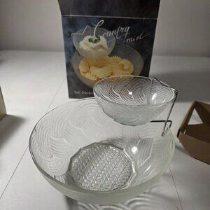 3 Pc. Chips and Dip Serving Glassware Set [NEW]